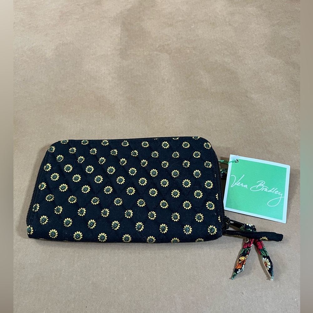 Vera Bradley Zip Wallet Vibrant Black NWT